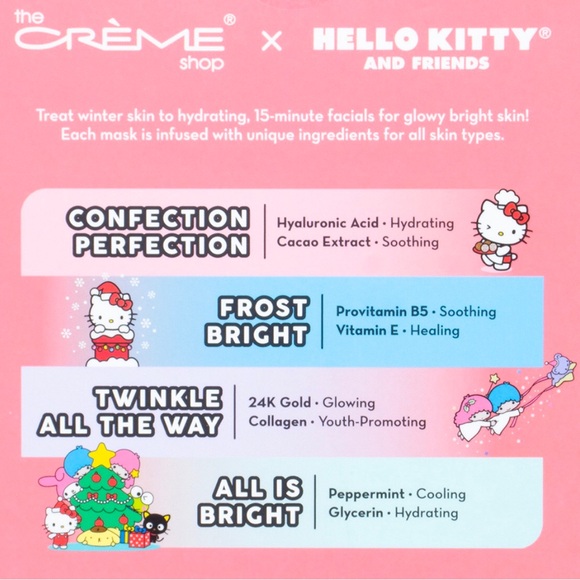 BNIB The Crème Shop Hello Kitty Hello Holiday Sheet Mask Set (4pc) - Picture 7 of 7